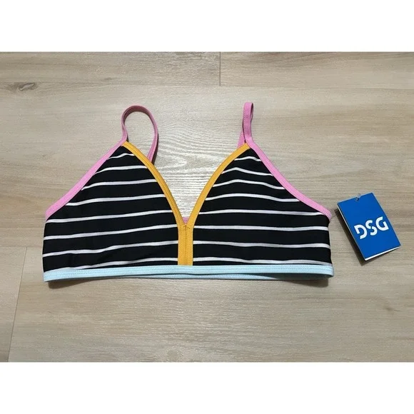 Girls DSG Swim Top Multicolor Large Sanibel Stripe Bound Bikini‎