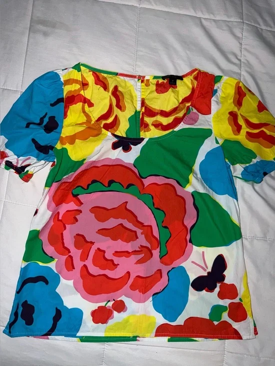 J.Crew Ratti Jardin Floral Puff Sleeve Poplin Top - Size 4