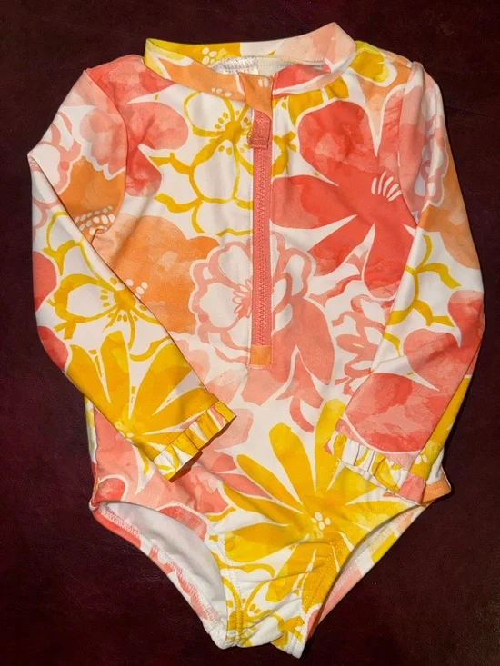Carter's Long-Sleeve Floral Swimsuit