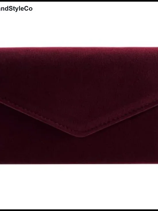 Faux Suede Evening Clutch Purse with Detachable Gold Chain