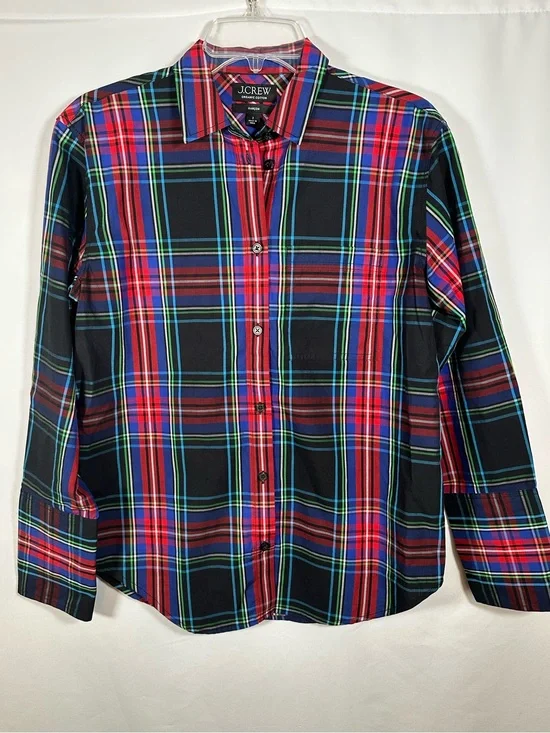J.Crew Garçon Classic Shirt in Stewart Tartan Organic Cotton Poplin Size 2 BV864