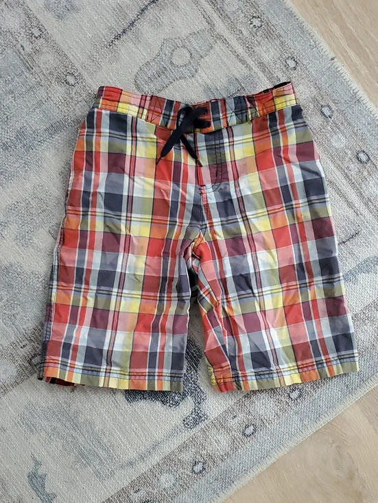 Janie and Jack Boys Plaid Preppy Beach Bungalow Swimsuit Trunks Sz10