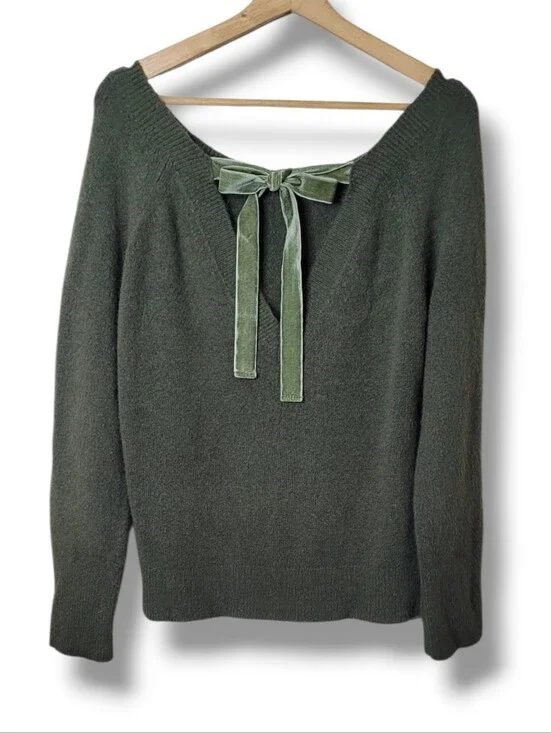 J. Crew Velvet Bow Back Sweater Medium