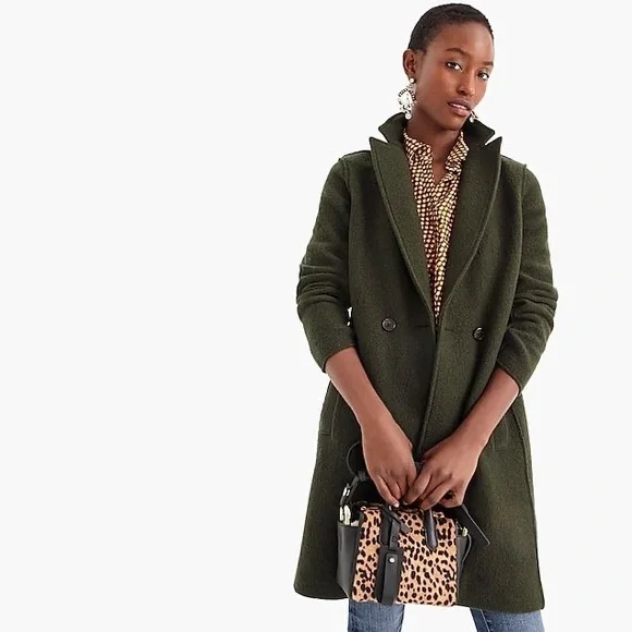 J. Crew Olive Green Double-Breasted Wool Pea Coat