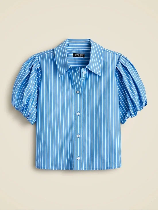J Crew blue puffy sleeve button-down shirt