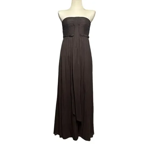 J.Crew Silk Chiffon Whitney Strapless Gown Dress Espresso Brown 6