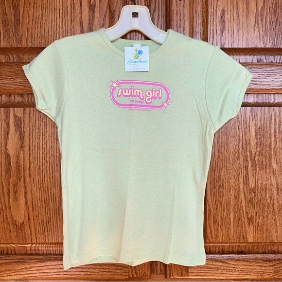 NWT Action Accents swim girl T-shirt size 14-16 junior 100% cotton