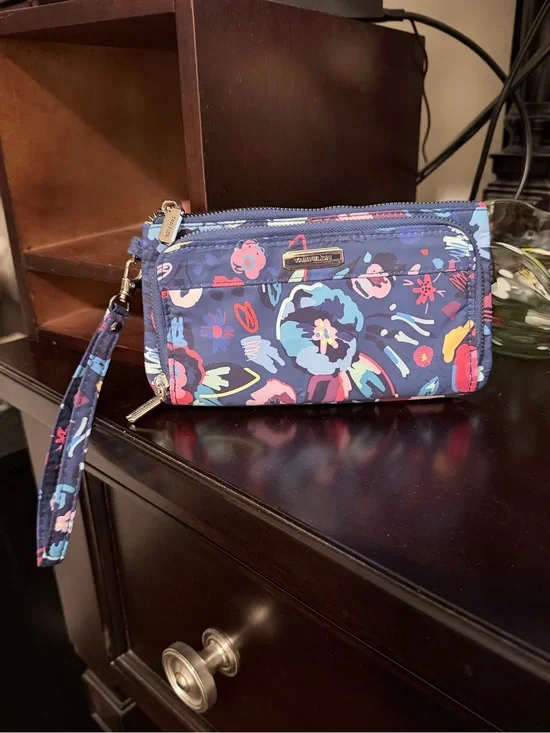 Travelon Navy Floral Wristlet Clutch - Multicolor Floral Print