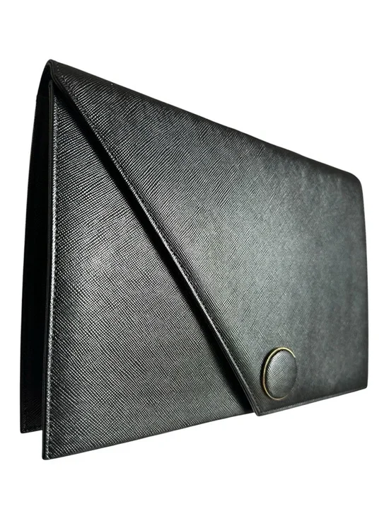 Yves Saint Laurent YSL Black Saffiano Leather Diagonal Envelope Clutch Bag