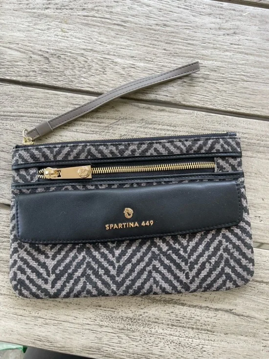 Spartina 449 Maritime Ava Black and Gray Chevron Phone Wristlet