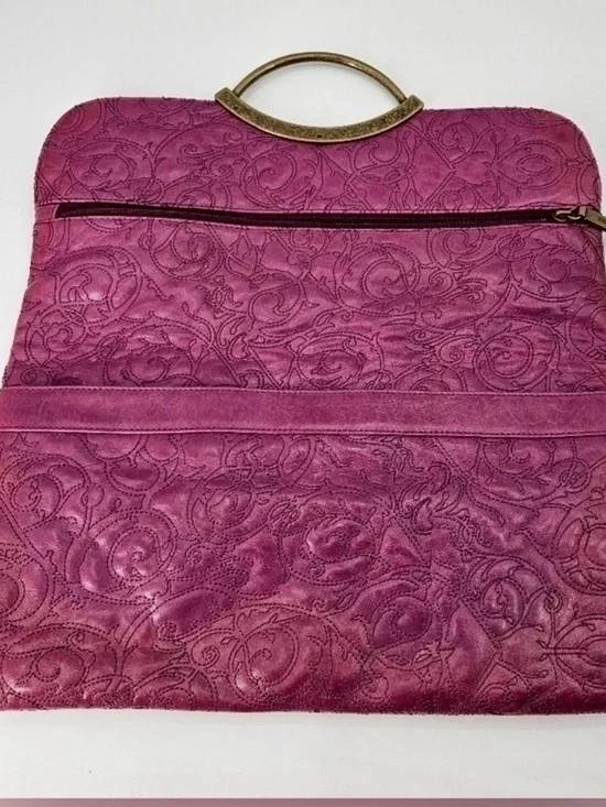 Hobo International Purple Embroidered Leather Clutch Beautiful