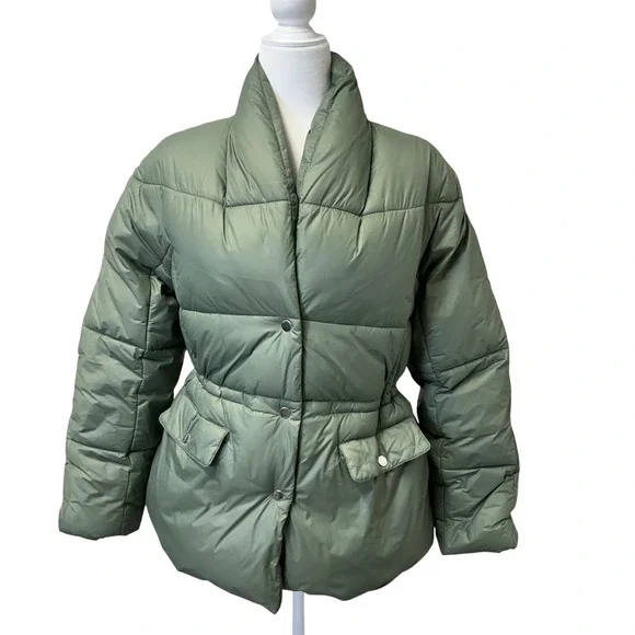 J.Crew Signature Puffer Coat Green Quilted PrimaLoft‎ Insulated Size Small $180