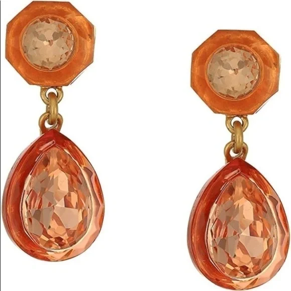 J. CREW Casino Tear Drop Earrings Orange