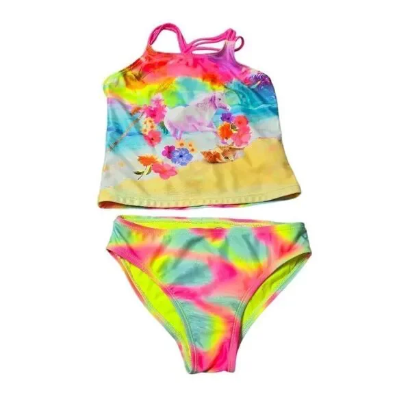 Wonder Nation unicorn tankini swimsuit S6/6X