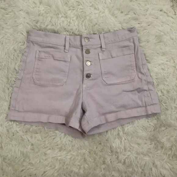 J. Crew High Rise Button Fly Jean Shorts - Lilac - Size 29‎