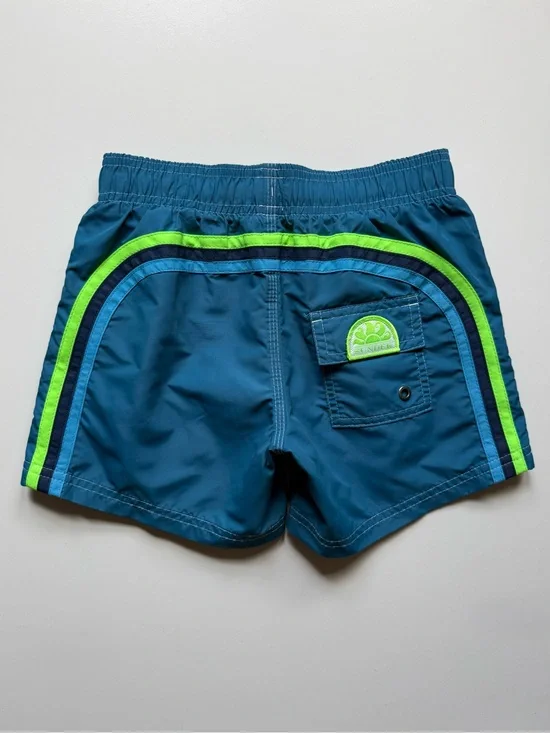 Sundek Boys Blue Swim Shorts - Short Elastic Waist Iconic Taffeta - Size 8