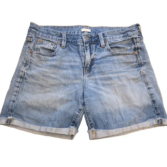 J Crew Jean Shorts‎ Womens 27 - 4/6 Medium Wash High Rise Denim Rolled Hem Boho