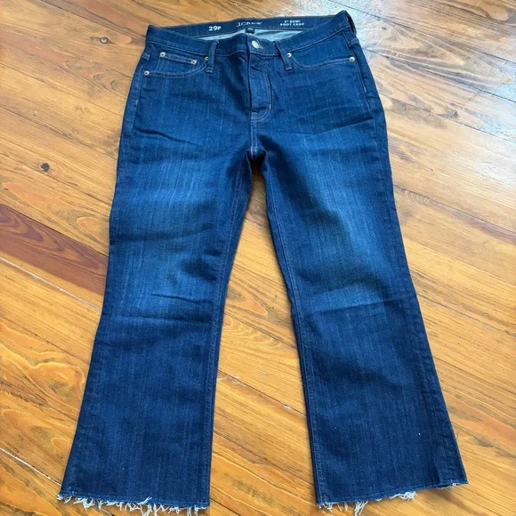 JCrew Women’s 9” Demo Boot Cut‎ Denim Jeans Frayed Hem size 29P