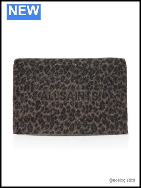 AllSaints Leopard Clutch - W370XD Polyester Evening Bag Zipper