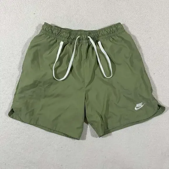 Nike Olive Green Mesh Lined Swim Shorts Men's Size M Drawstring Swoosh