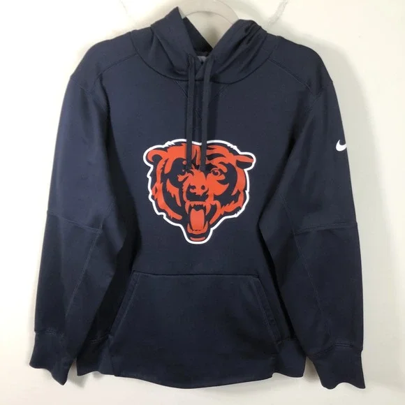 Chicago Bears Nike Dri-Fit NFL Team Apparel Pullover Hoodie Mens Sz S Navy