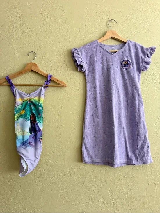 Disney Lavender One-Piece Swim & Matching Lilac Cover Up Set