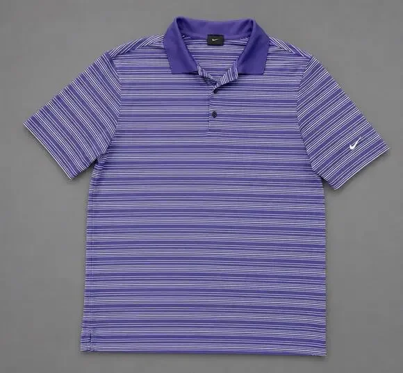Nike Golf Men's Dri Fit Polo Size XL Purple/White Stripe Short Sleeve