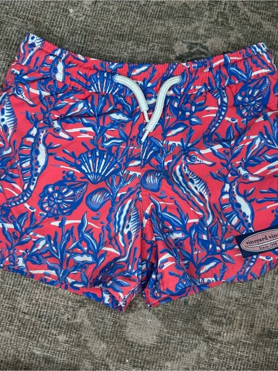Vineyard Vines Printed Chappy Lined Swim Trunks Little Boys Size 3T Sea Life