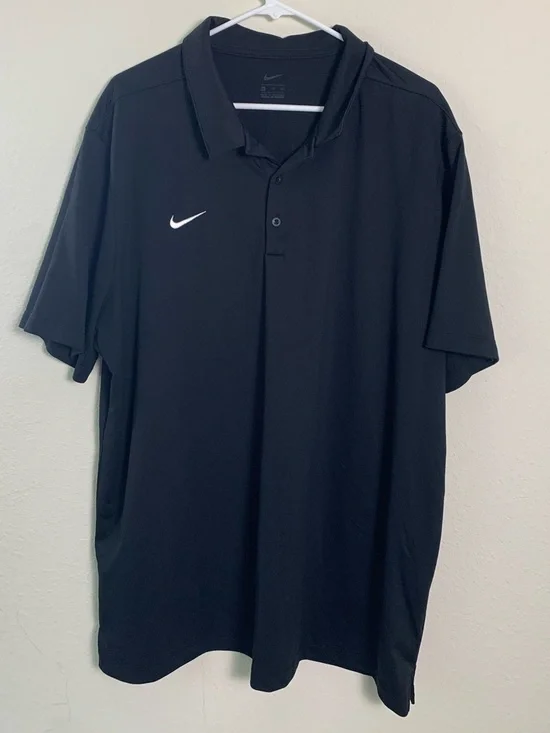 Nike Black‎ Short-Sleeve Polo White Swoosh XXL Golf Tennis Prep Office Casual