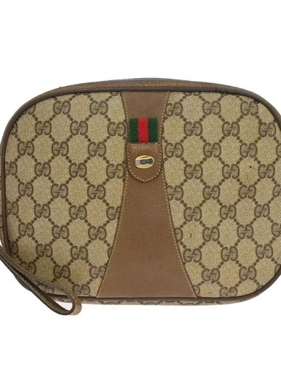 Gucci Beige Canvas GG Clutch Bag