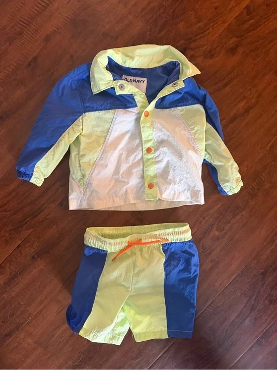 Old Navy Kids Two-Piece Set in Neon Yellow and Blue
