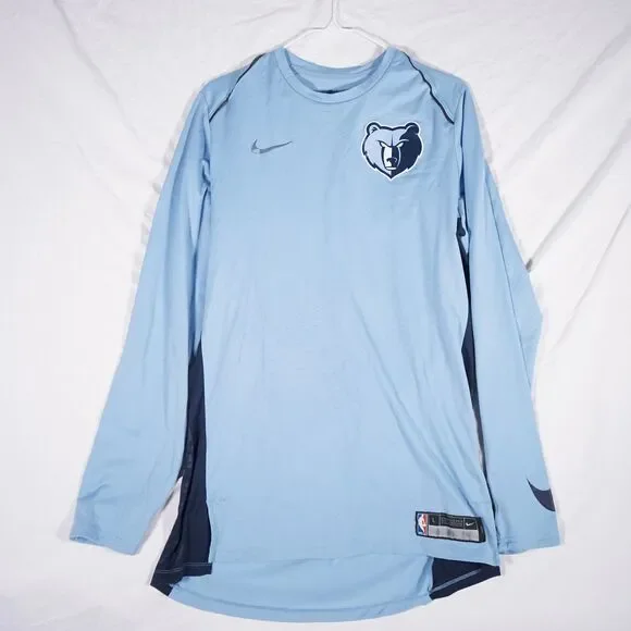 Nike Memphis Grizzlies Elite Long Sleeve Shooter Shirt Blue Mens Large Tall