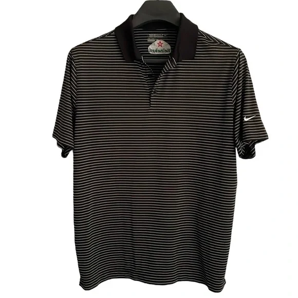 Nike golf tour performance men’s size‎ XL black with white stripes polo shirt.