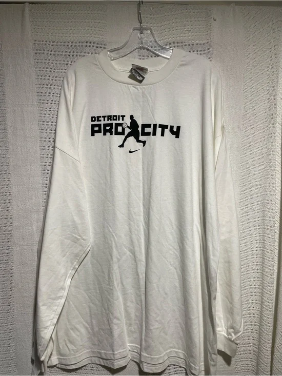 Nike Team Detroit Pro City Men's Big & Tall 3XL White Long Sleeve Graphic Tee