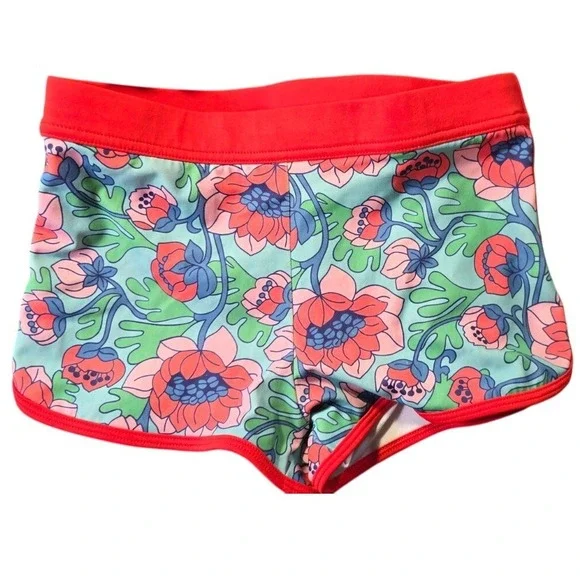 $45 EUC BODEN KIDS swim shorts 7-8Y,‎ 128 cm orange red blue black yellow floral