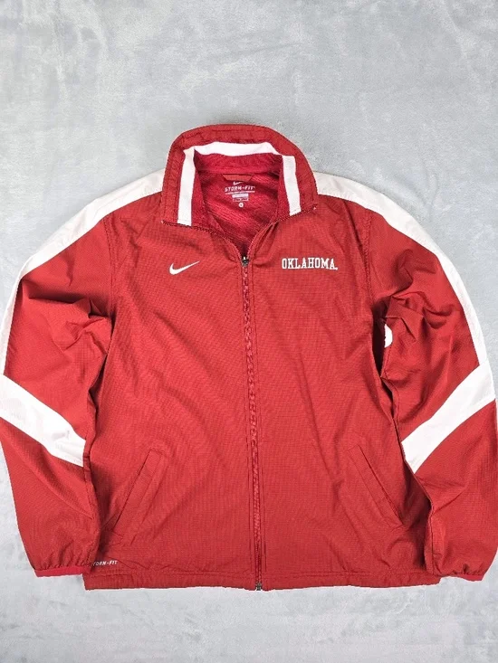 VTG Nike Team Oklahoma Sooners Storm-Fit Full Zip Windbreaker Jacket L