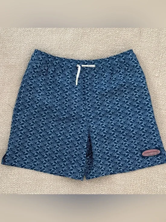 Vineyard Vines Boys Chappy Swim Trunks Size Small Fish Print