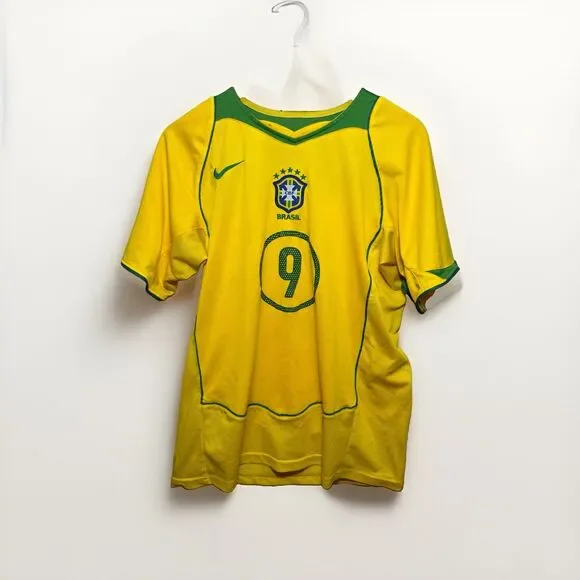 Nike Brazil Ronaldo #9 Total 90 Home Jersey Yellow Green 2004 2006 Men’s L