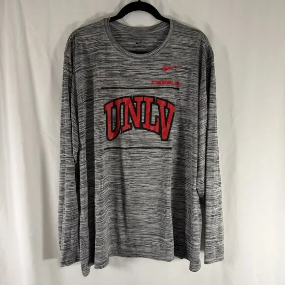 UNLV Rebels Nike Shirt Men's 3XL Heathered Grey Long Sleeve Crew Neck