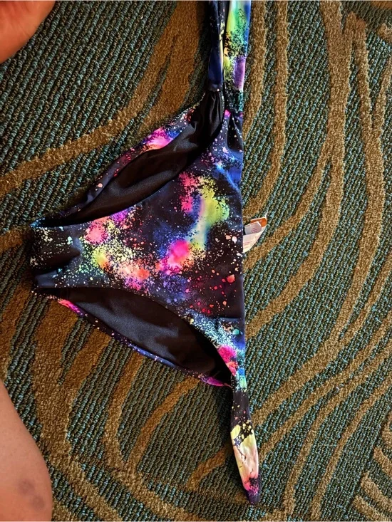 NOBO Kids Black Galaxy Print Bikini Bottoms with Neon Accents