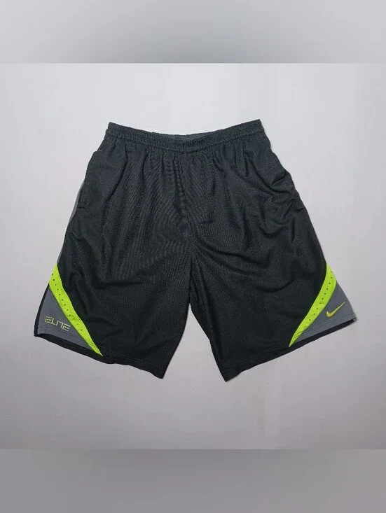 Nike Elite Mens Dri-Fit Basketball Mesh Shorts Large Black Neon Green