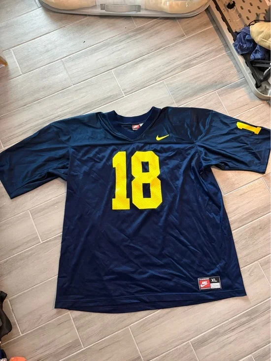 Vintage 90s Nike Michigan Wolverines Football Jersey Navy Men's XL Made in USA