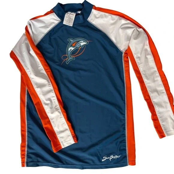 Sun Busters Rash Guard‎ Swim Shirt UPF 50+ Dolphin Long Sleeve Kids 11-12 yrs