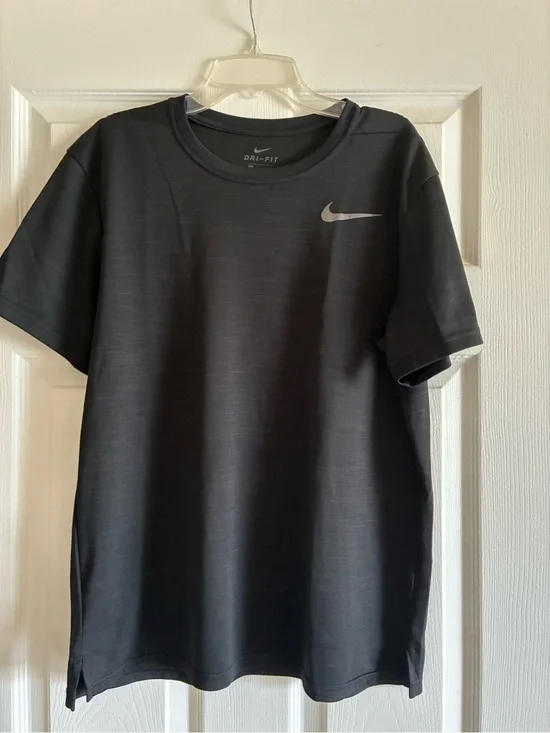 Nike Black Short Sleeve Dri-FIT Training Tee with Silver Swoosh