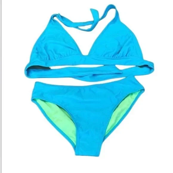 Wonder nation old navy girls szL beautiful turquoise 2 piece bathing suit GUC