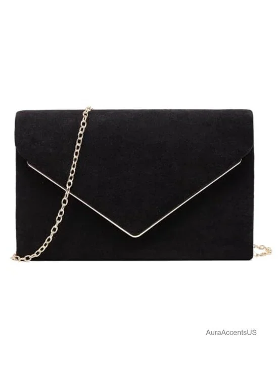 Faux Suede Evening Clutch Purse for Women, Detachable Chain Shoulder Strap