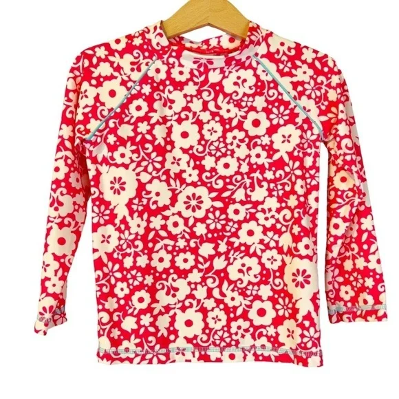 Mini Boden Pink Flower‎ Rash Guard Swim Shirt
