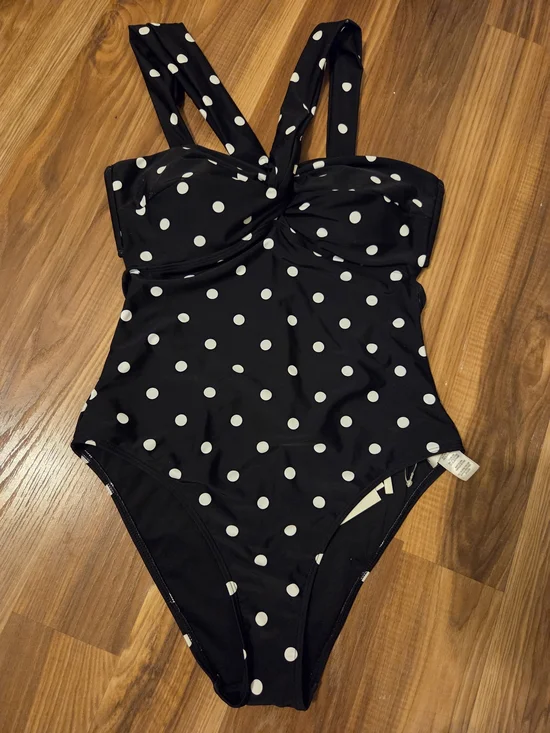 Milly Black and White Polka Dot One-Piece Swimsuit= Size M