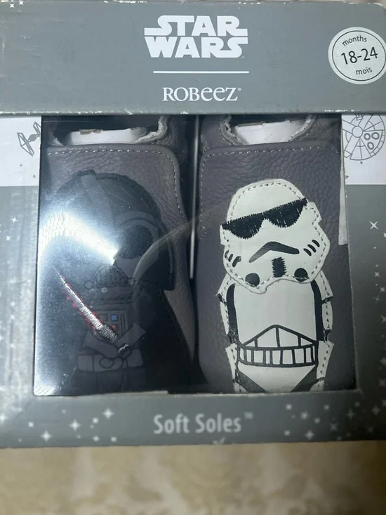 Robeez Gray Star Wars Baby Soft Soles with Darth Vader & Stormtrooper