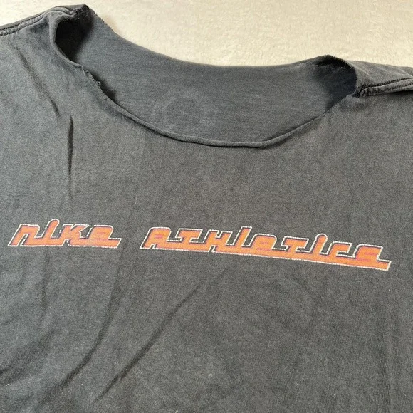 Vintage Nike Athletics 90's Chopped Grunge‎ Shirt Mens Large Black Short Sleeve